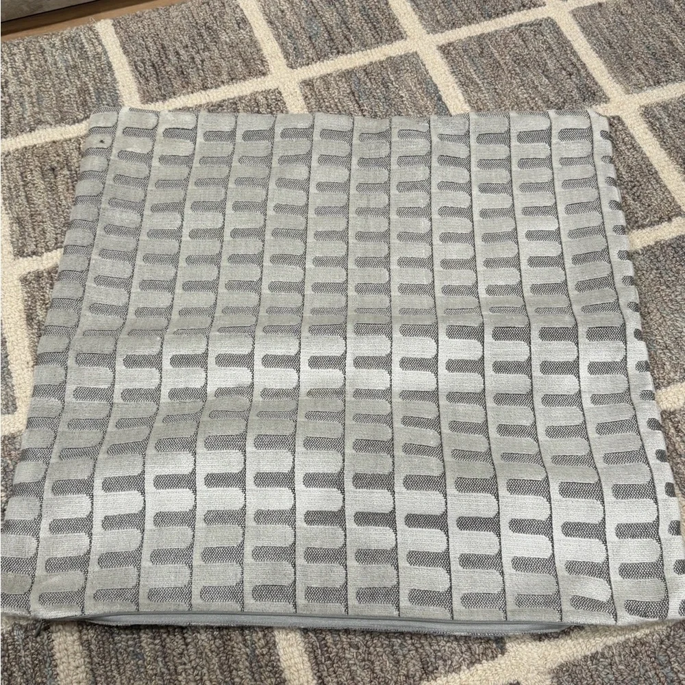 West Elm Light Gray Geometric Knit Pillow Cover